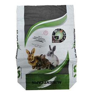 One-end pasted block animal feed bag with inner film